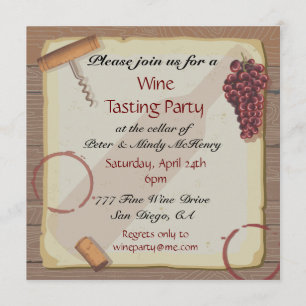 Dégustation de vin sur papier Vintage Invitations