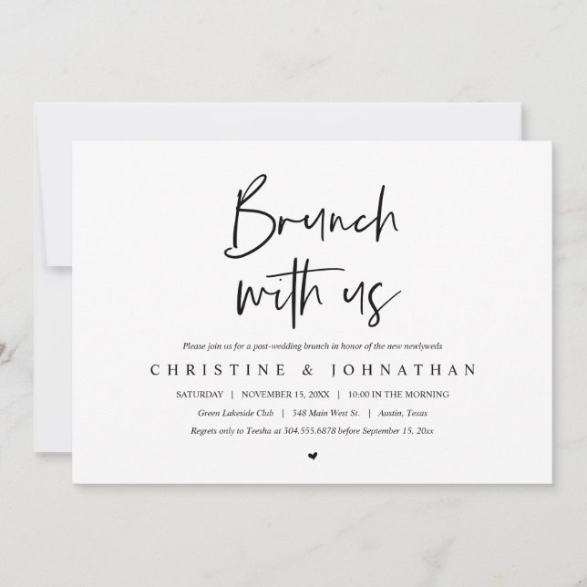 Déjeuner-brunch avec les jeunes mariés, invitation (Devant)