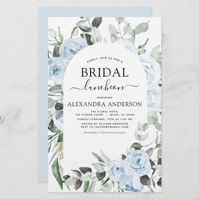 Déjeuner budget Dusty Blue Fête des mariées (Devant / Derrière)