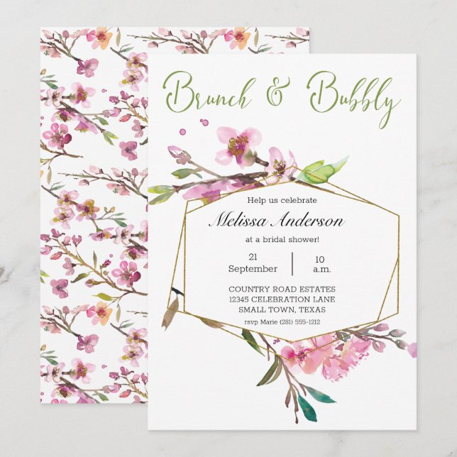 Déjeuner de mariage floral cerisier rose (Devant / Derrière)
