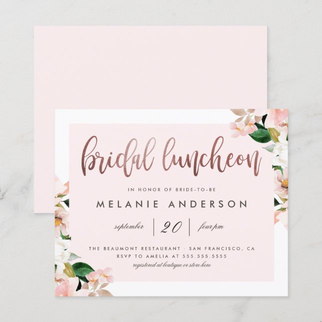 Déjeuner de mariée en or Rose Floral Budget (Devant / Derrière)