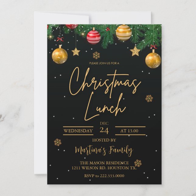 Déjeuner de Noël Invitations Fête (Devant)
