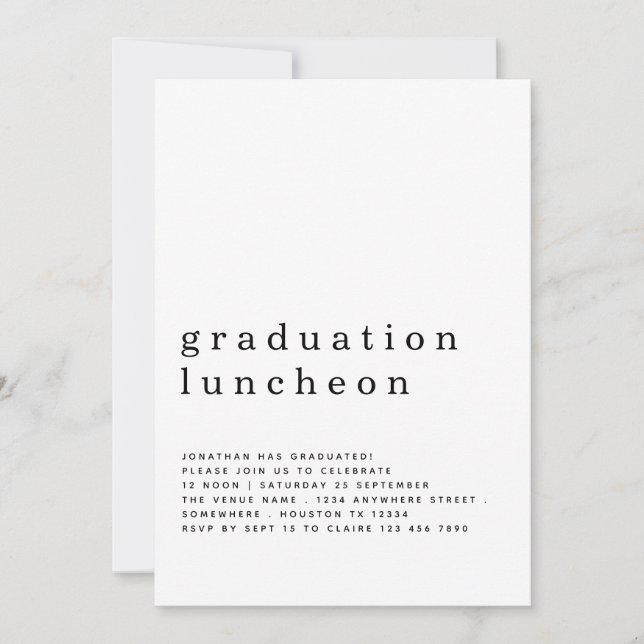 Déjeuner minimaliste de graduation Invitation (Devant)