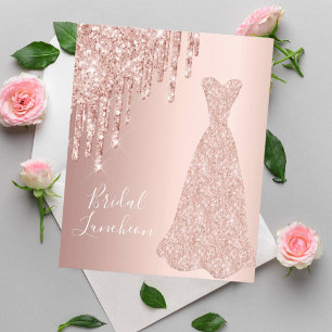 Déjeuner nuptial budget rose robe or invitation