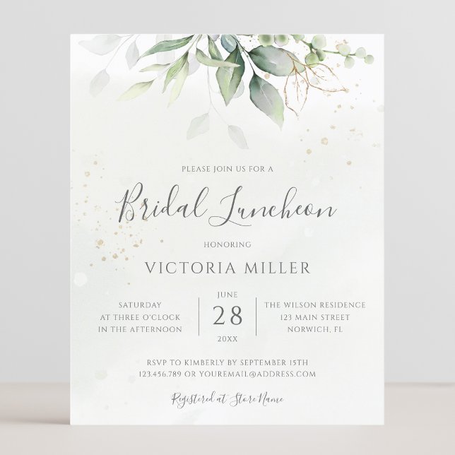 Déjeuner nuptial Eucalyptus Budget Invitation (Créateur téléchargé)