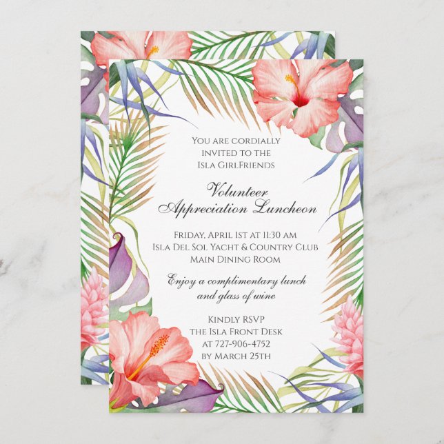 Déjeuner tropical Invitation Commande spéciale (Devant / Derrière)