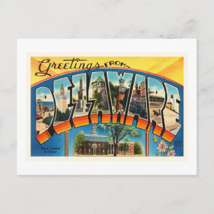 Delaware State DE Vieux Vintage voyage Carte posta