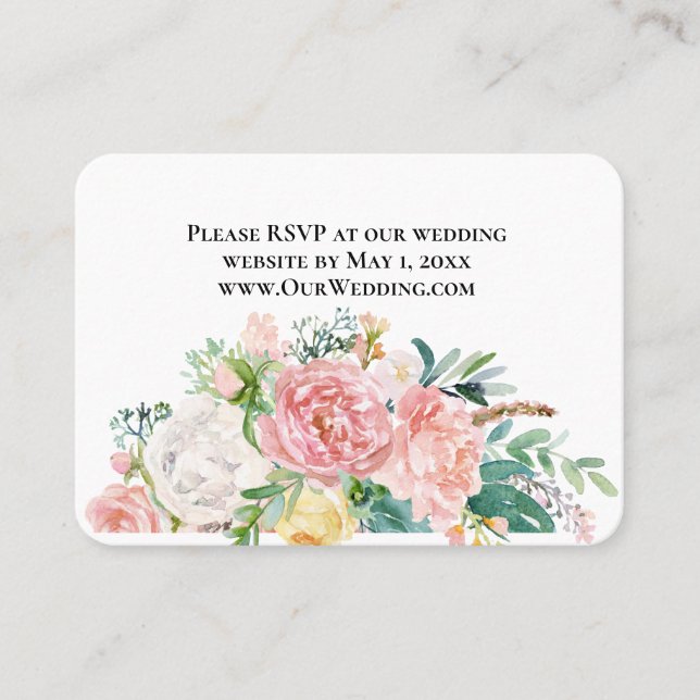 Delecter le site Mariage rose Floral Carte RSVP (Devant)