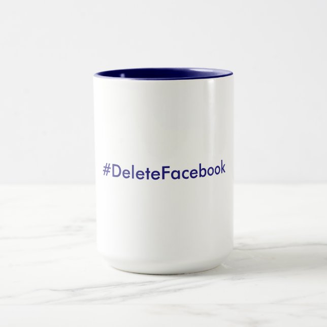 #DeleteFacebook 15 onces. Tasse (bleu marine et (Centre)