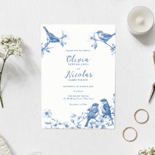 Delft Blue Birds Spring Wedding Invitation