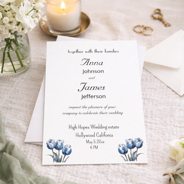 Delft Blue Tulip, Faire-part de mariage photo pers (Créateur téléchargé)