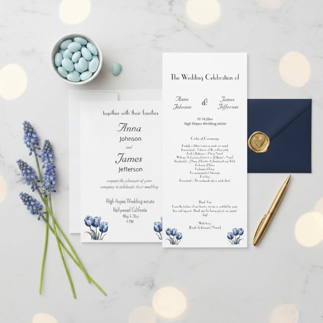 Delft Blue Tulip, invitation de mariage personnali (Créateur téléchargé)