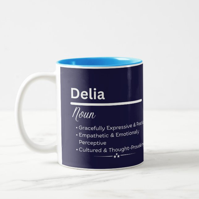 Delia Personalized Girl Name Meaning Coffee Mug (Gauche)