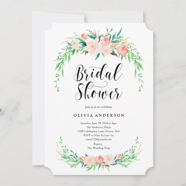 Délicat Bouquet Bridal Shower Invitation (Devant)
