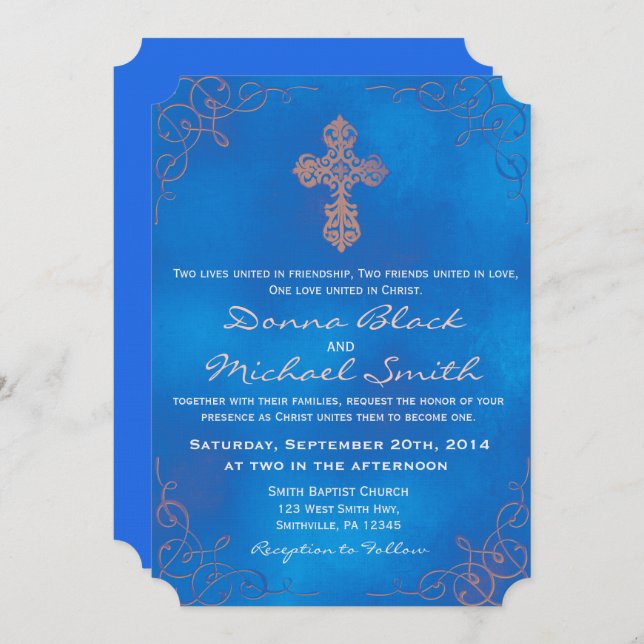 Délicat Cross Religieux Mariage Invitations (Devant / Derrière)