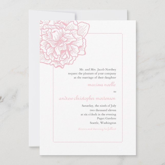 Délicat Faire-part de mariage Peony (Devant)