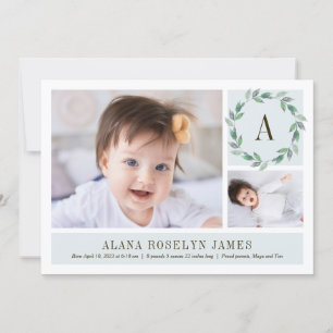 Délicat Faire-part de naissance bébé en aquarelle 