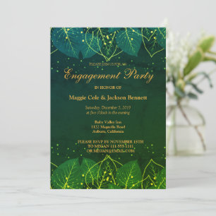 Délicat Green et Gold Feuilles Invitation