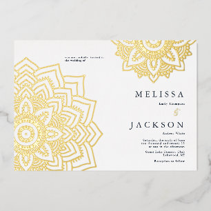 Délicat mandala Mariage d'or Foil Invitation