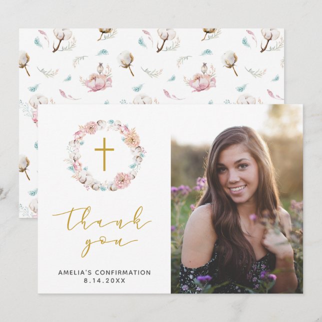 Délicat Merci floral et coton (Devant / Derrière)