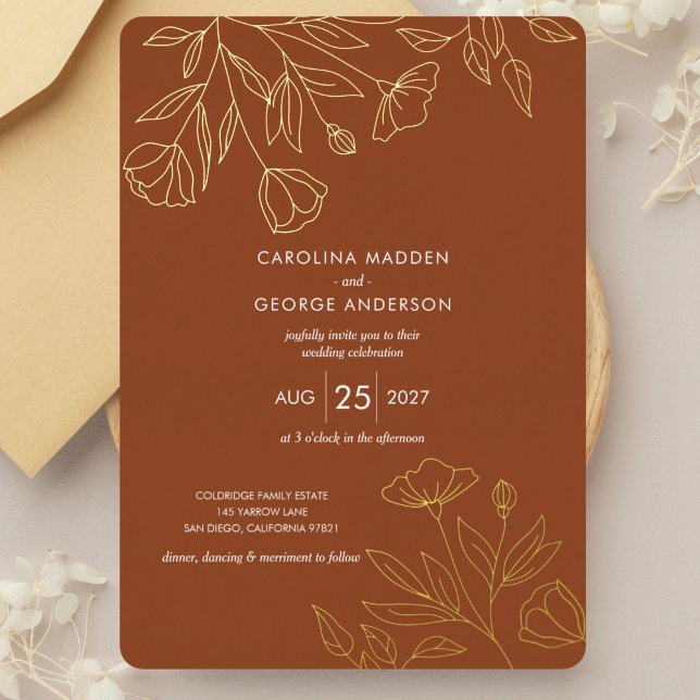 Délicat plan floral Mariage Foil Invitation (Créateur téléchargé)