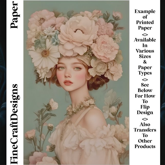 Délicat Portrait Fleurs femmes PC2 papier d'artisa (Créateur téléchargé)