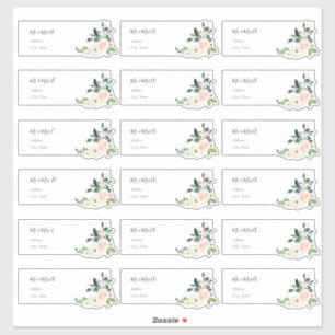 Délicat Rose Blush  Étiquettes de adresse invités