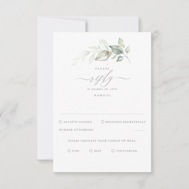 Délicat Verdure et Mariage Or RSVP (Devant)