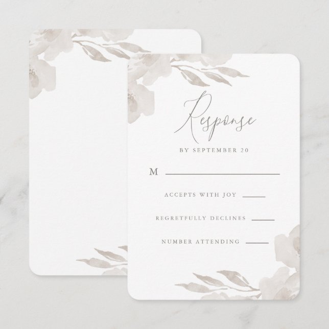 Delicate Floral Neutre et Mariage Foliage Rsvp (Devant / Derrière)