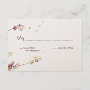 Delicate Gold Cerry Blossom Wedding RSVP