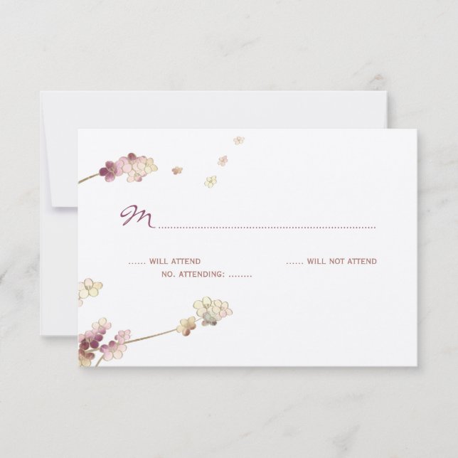 Delicate Gold Cerry Blossom Wedding RSVP (Devant)