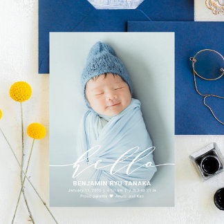 Delicate Hello Modern Baby Faire-part de naissance