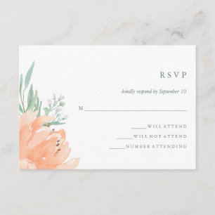 Delicate Peach Floral et Eucalyptus Mariage RSVP