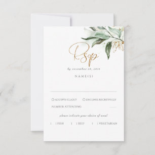 Delicate Verdure et Feuilles d'or mariage RSVP