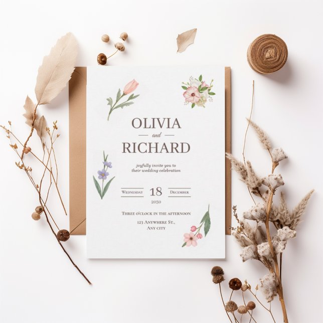 Delicate Wildflower Botanical Wedding Invitation (Créateur téléchargé)