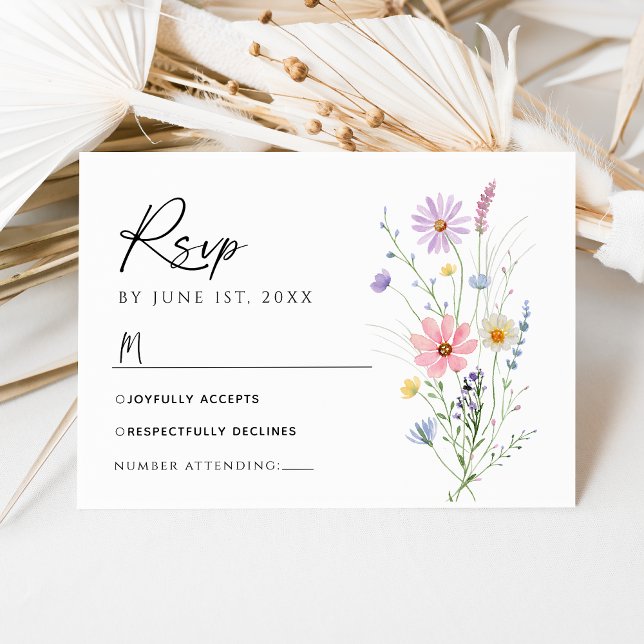 Delicate Wildflower Garden Wedding RSVP Card (Créateur téléchargé)