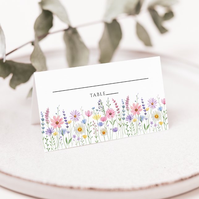 Delicate Wildflower Meadow Wedding Place Card (Créateur téléchargé)