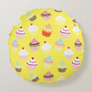 Délicieux Décoré Cupcakes Coussin Rond