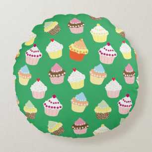 Délicieux Décoré Cupcakes Coussin Rond