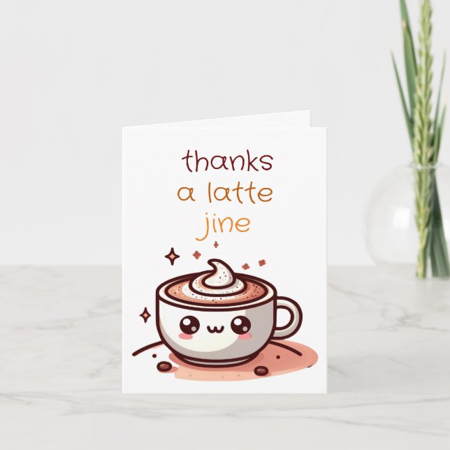 délicieux Un Latte Café Merci Cartes (Devant)