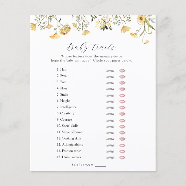 Delicy Fleur sauvage Jaune Bébé Traits Douche Jeu (Devant)