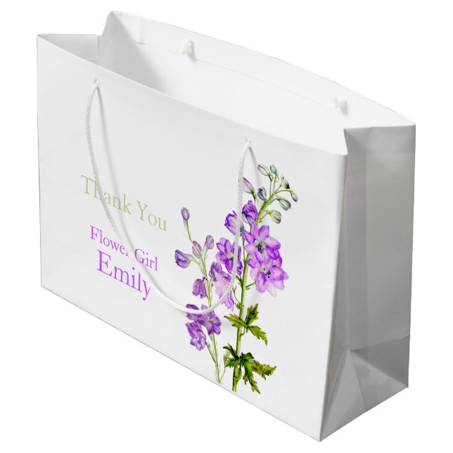 Delphinium fleur mariage fille en faveur sac cadea (Dos Angle)