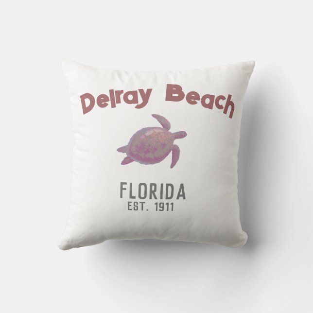 Delray Beach Floride, Tortue de mer, coussin jeté (Verso)