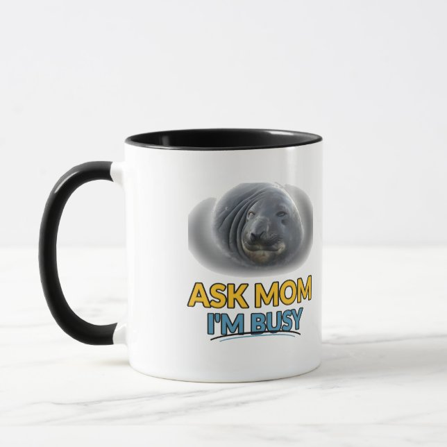 Demande à Maman Je Suis Occupé Mug Combo Fun Phoqu (Gauche)