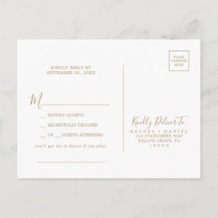 Demande de chansons minimalistes en or RSVP carte 