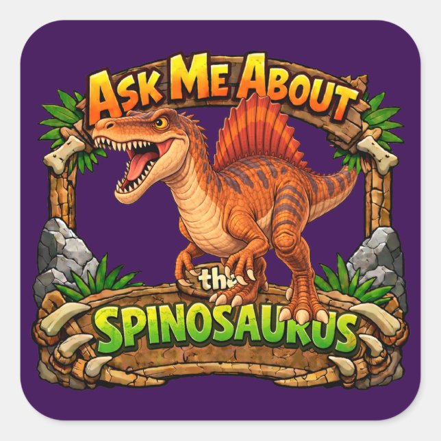 Demandez-moi à propos du Spinosaurus | Autocollant (Devant)