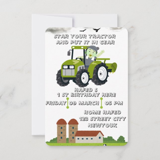 Démarrage éditable de votre tracteur 1er anniversa (Devant)