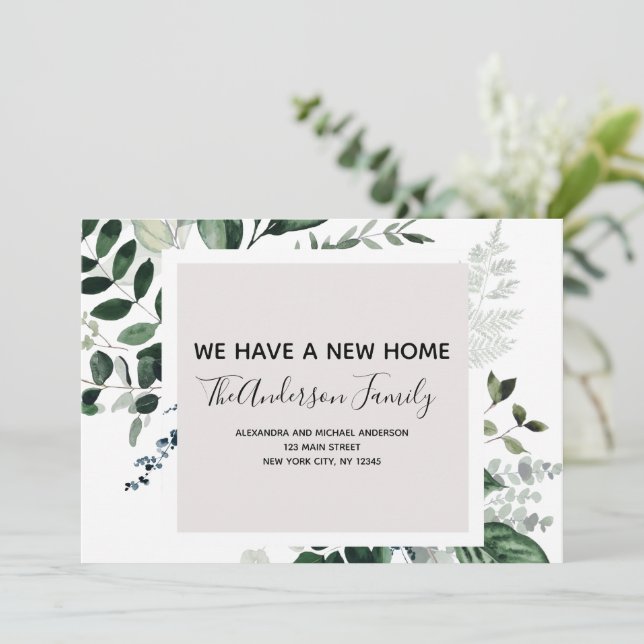 Déménagement Faire-part Eucalyptus verdure (Debout devant)