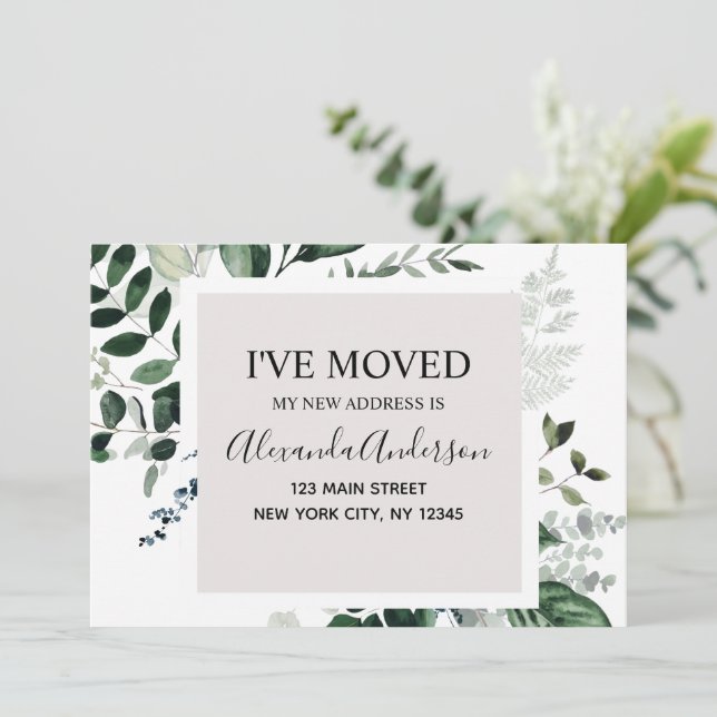 Déménagement Faire-part Eucalyptus verdure (Debout devant)