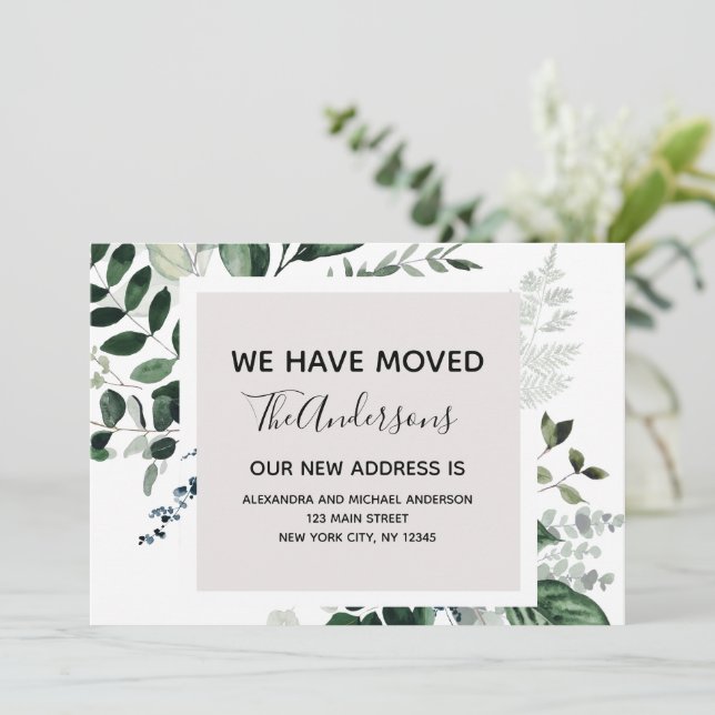 Déménagement Faire-part Eucalyptus verdure (Debout devant)